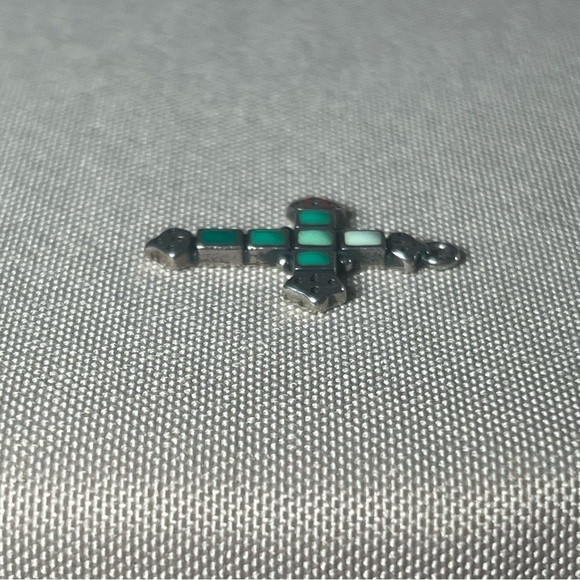 James Avery Retired Green Stone Mosaic Tile Enamel 925 Sterling Silver Cross - Picture 9 of 12